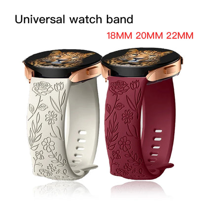 Garmin Rose Engraved Silicone Band in white and wine red