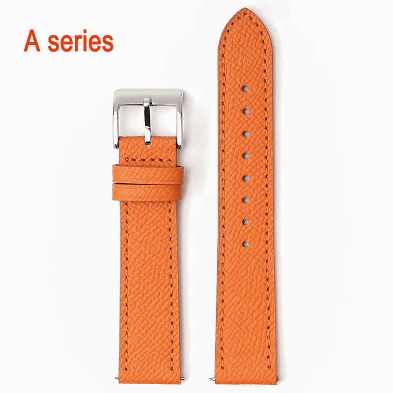 Garmin Epsom Leather Band in Orange with Silver Buckle