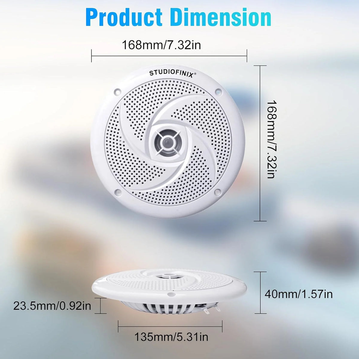 6.5 in LED Marine Speakers for Golf Carts, Low-Profile, Pair