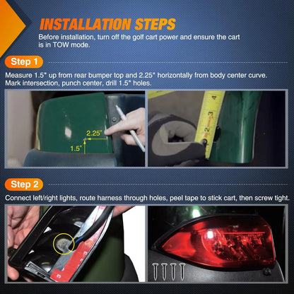 LED Taillights for Club Car Precedent & Tempo, Pair