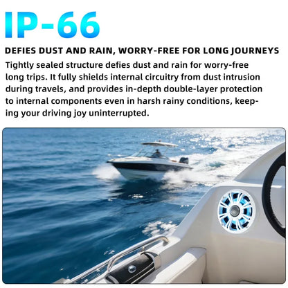 6.5 in LED Golf Cart Speaker, Waterproof Marine Coaxial Speaker, White