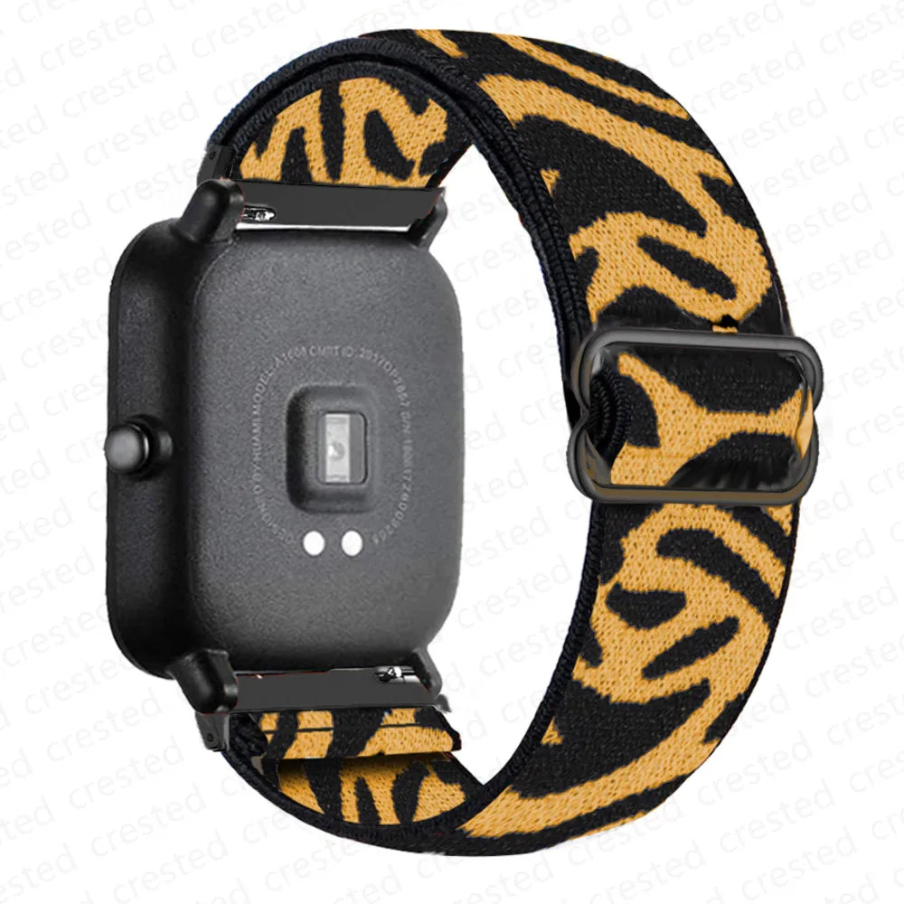 Adjustable Nylon Loop Band for Polar – Black / Yellow Zebra