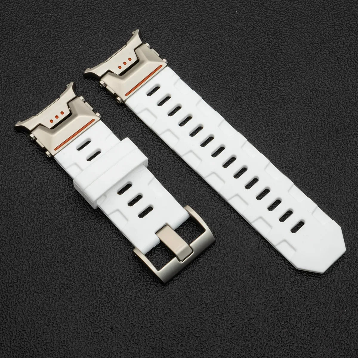 Samsung Galaxy Silicone Sport Watch Band - Ultra/Ultra2 No Gaps in white silver color, engineered for seamless fit.