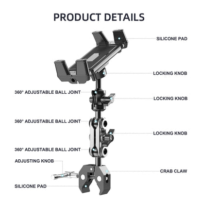 Heavy-Duty Clamp Phone and Tablet Mount for Golf Cart Bars and Roof Struts