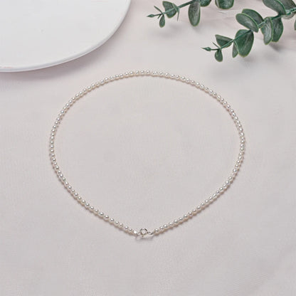 Dainty Rice Freshwater Pearl Necklace, 2.5-3.5mm, 925 Sterling Silver, 40cm