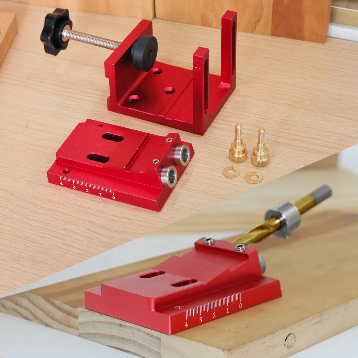 Pocket Hole Jig Kit with Built-In Clamp, Adjustable 15°
