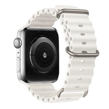 Apple Watch with waterproof silicone strap, ideal for active lifestyles and workouts, showcasing comfort and durability.