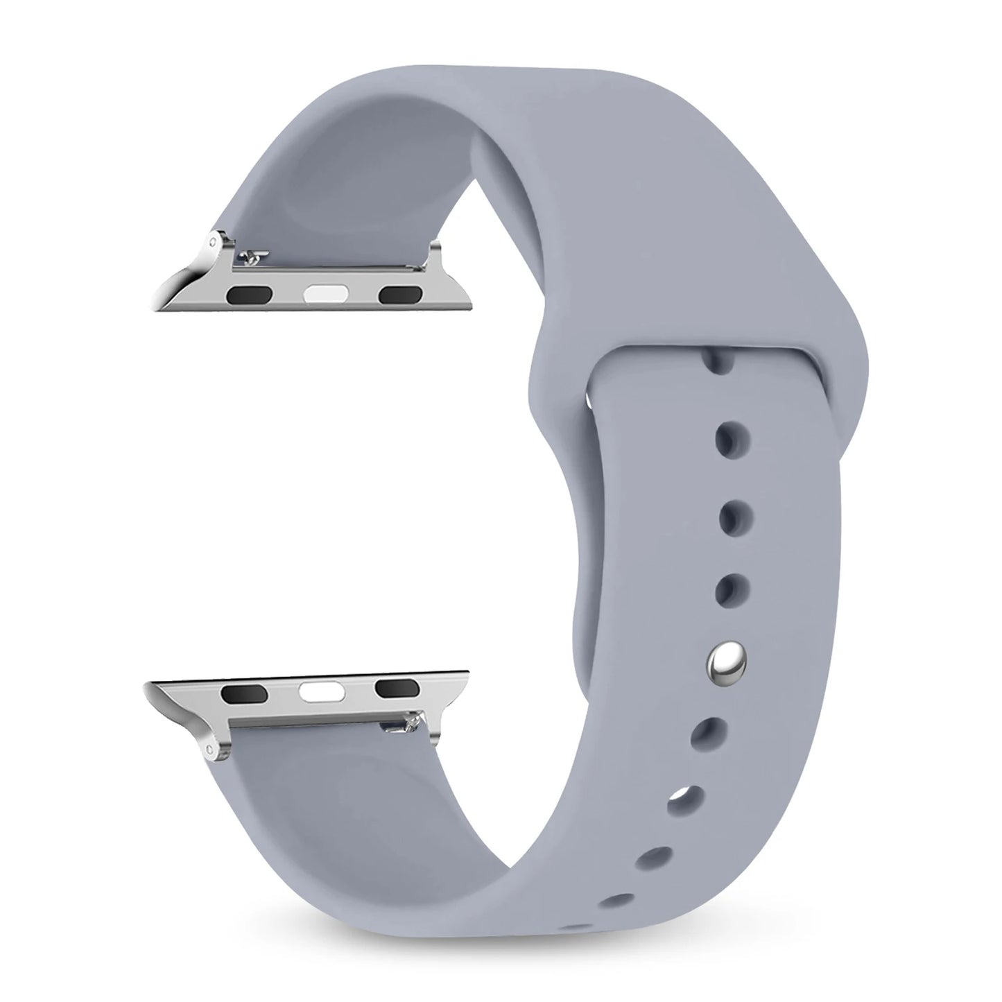 Apple Watch gray silicone strap, comfortable and waterproof replacement band for all-day wear.