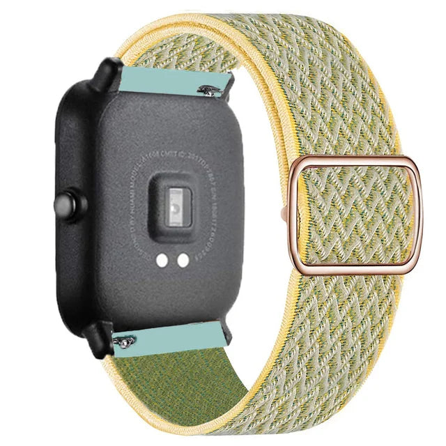 COROS Adjustable Elastic Fabric Watch Band - Yellow / Green Chevron