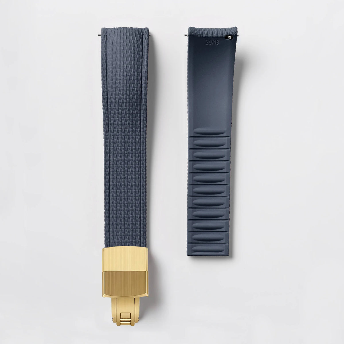 Garmin Curved-End FKM Rubber Band in Gray with Gold Clasp