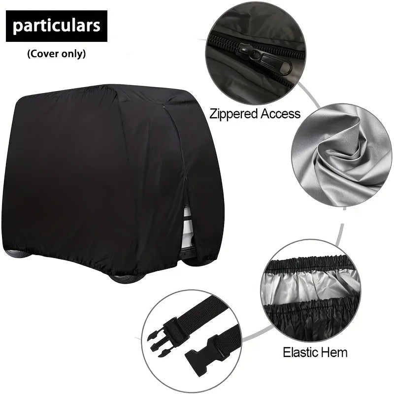 Golf Cart Cover for 2 and 4 Passenger Carts, Black, 2 Sizes