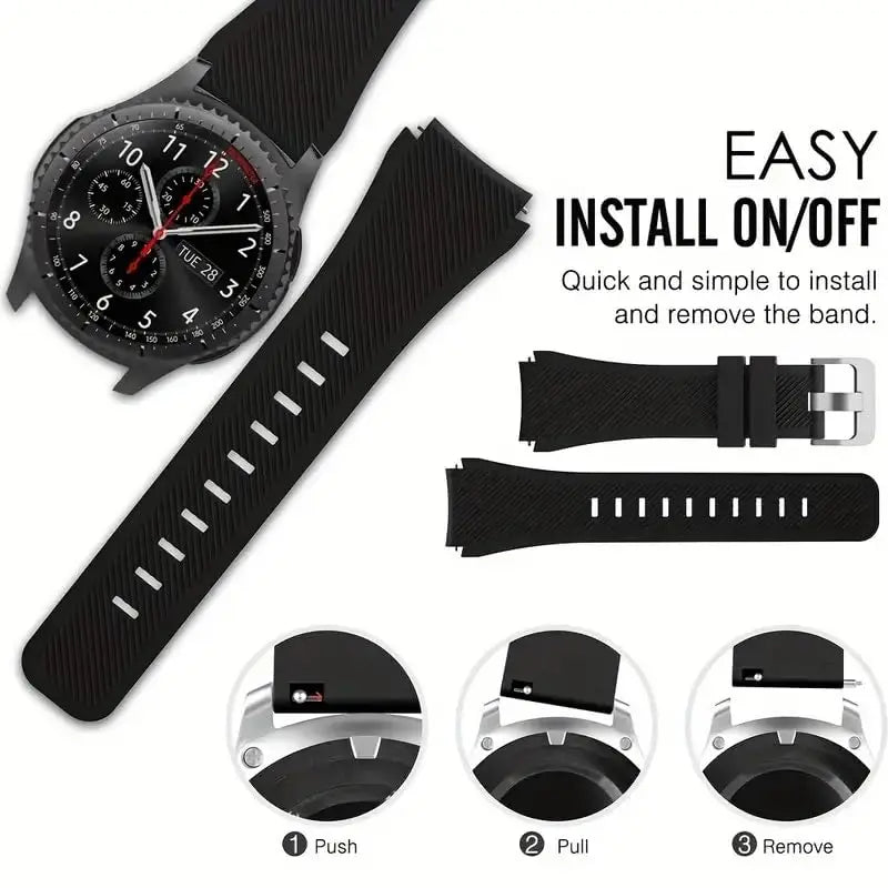 COROS Textured Silicone Watch Band with Pin Buckle - Spring bar installation detail