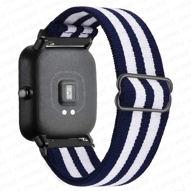 COROS Adjustable Elastic Fabric Watch Band - Navy / White Stripes
