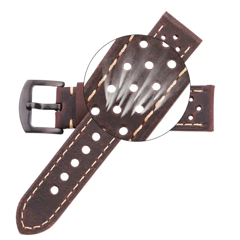 TicWatch Perforated Leather Rally Band - Perforated leather detail