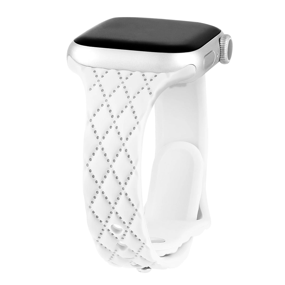 Diamond-Pattern Slim Silicone Apple Watch Band in White