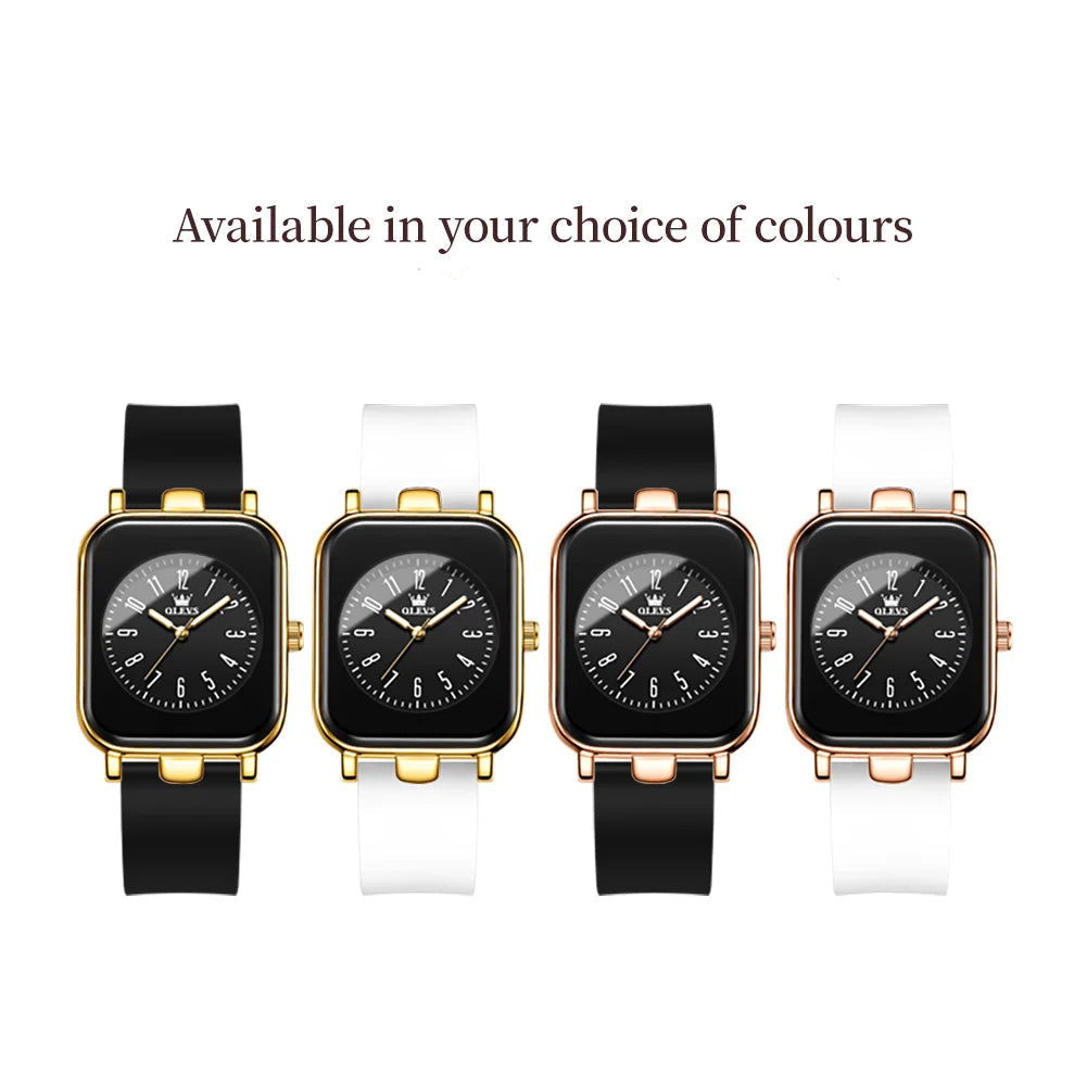 Women's Rectangular Silicone Quartz Watch — Four strap and case combinations — BandsCo Straps