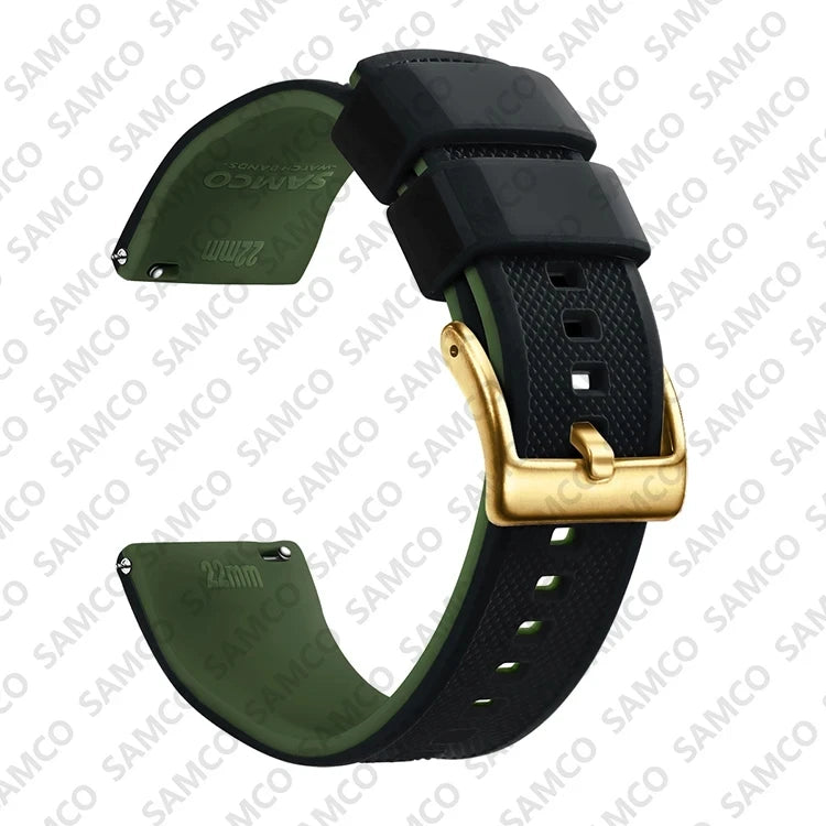 Motorola Moto Textured Silicone Band with Buckle Choices — Black / Army Green / Gold Buckle