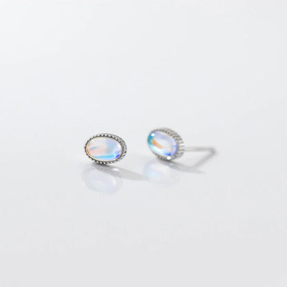 Moonstone Stud Earrings, 925 Sterling Silver, photo 3