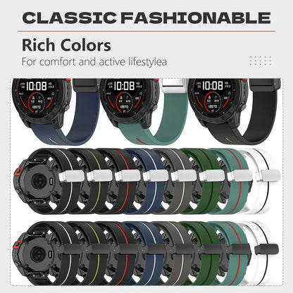 Garmin smartwatch bands in various colors showcasing durability and comfort for an active lifestyle.