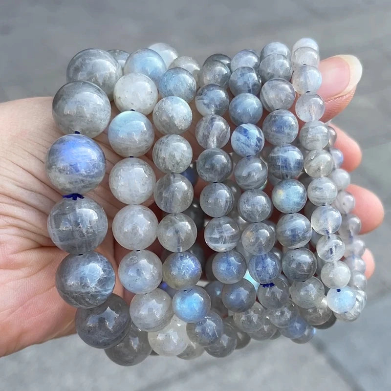 Gray Moonstone Bead Bracelet, Stretch, photo 2