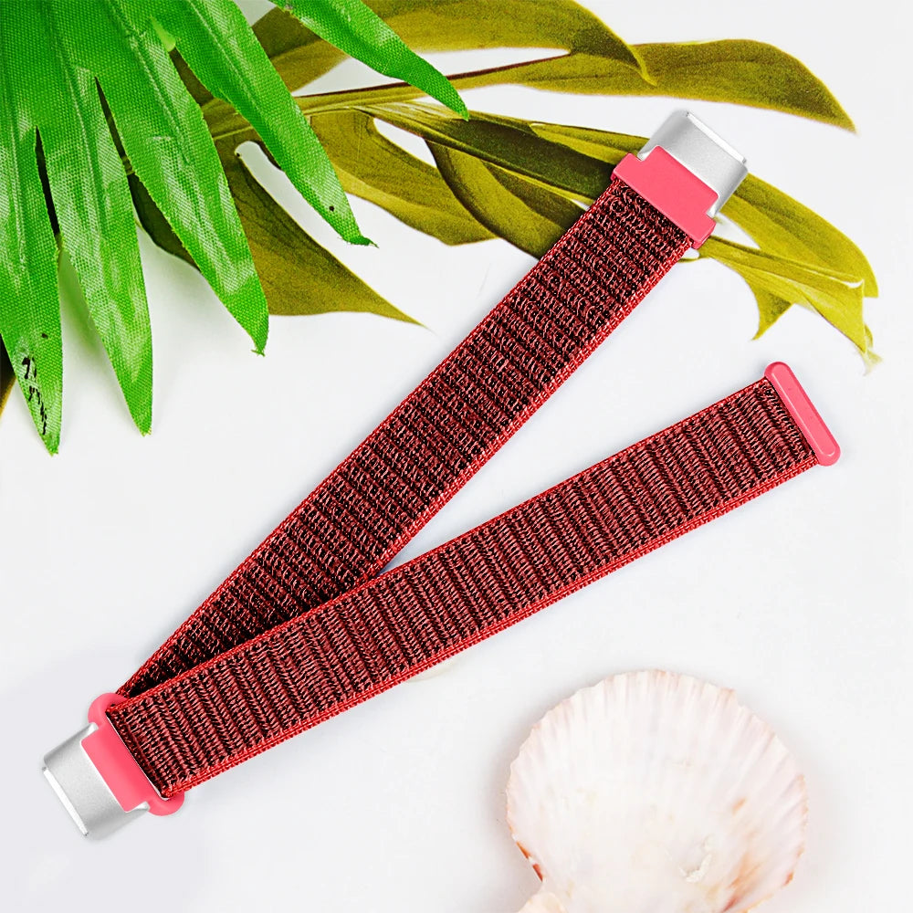 Fitbit Luxe Nylon Hook-and-Loop Sport Band - Red