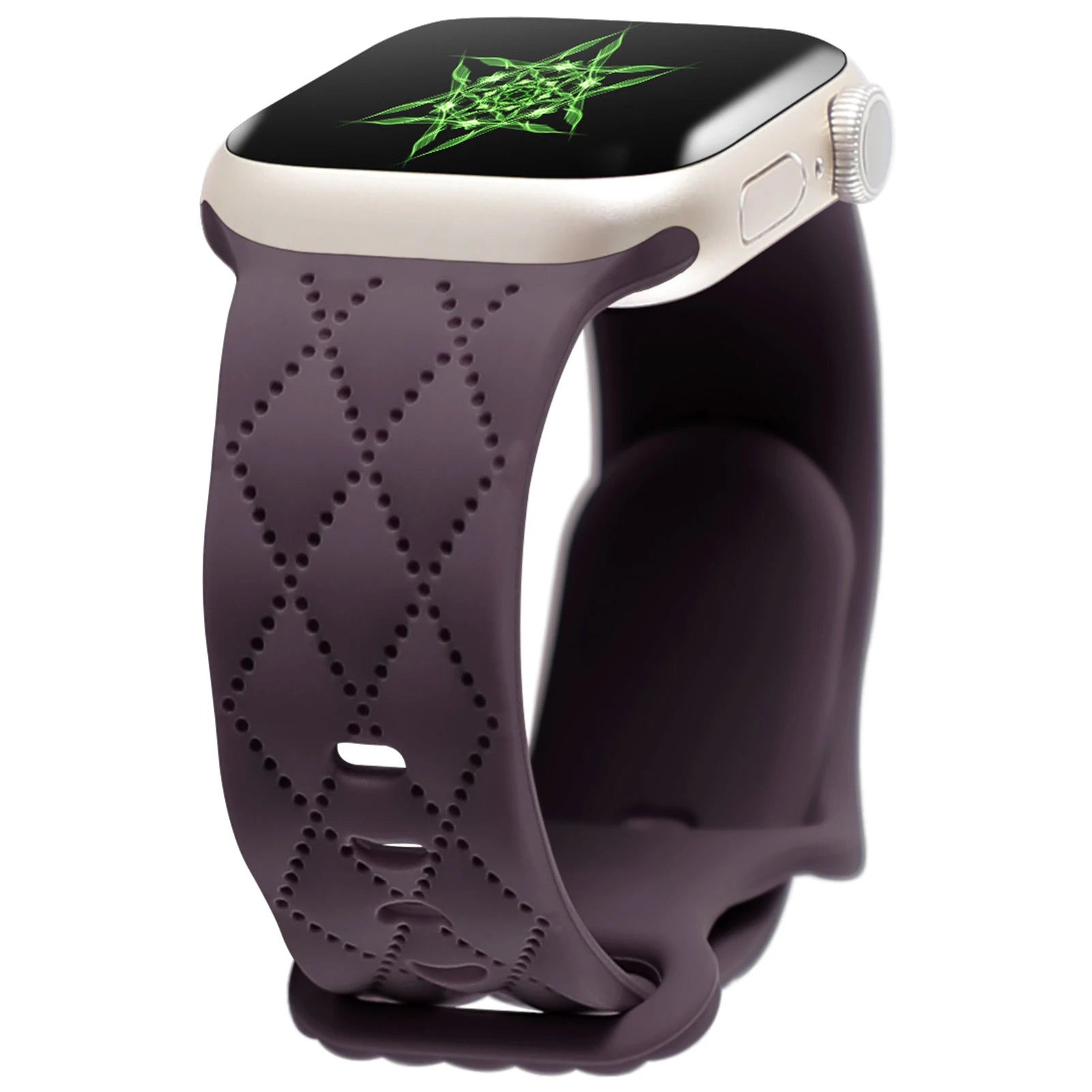 Apple Watch silicone strap in deep purple, featuring a flexible and waterproof design for comfort and style.