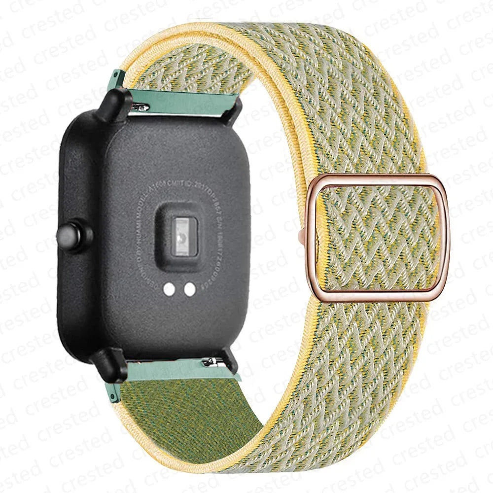 Adjustable Nylon Loop Band for Polar – Yellow / Green Chevron