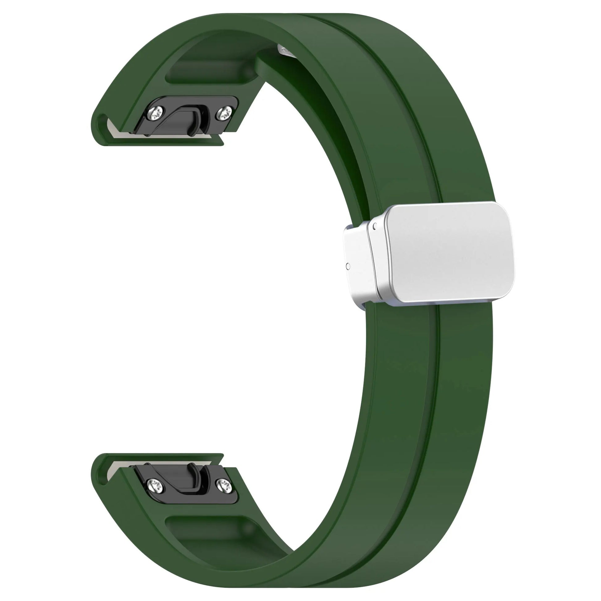 Garmin silicone strap in green color, durable smartwatch replacement band for an adjustable and comfortable fit.