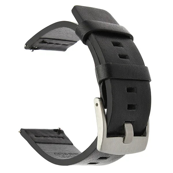 Motorola Moto Leather Band with Square Adjustment Holes — Black / Silver Buckle