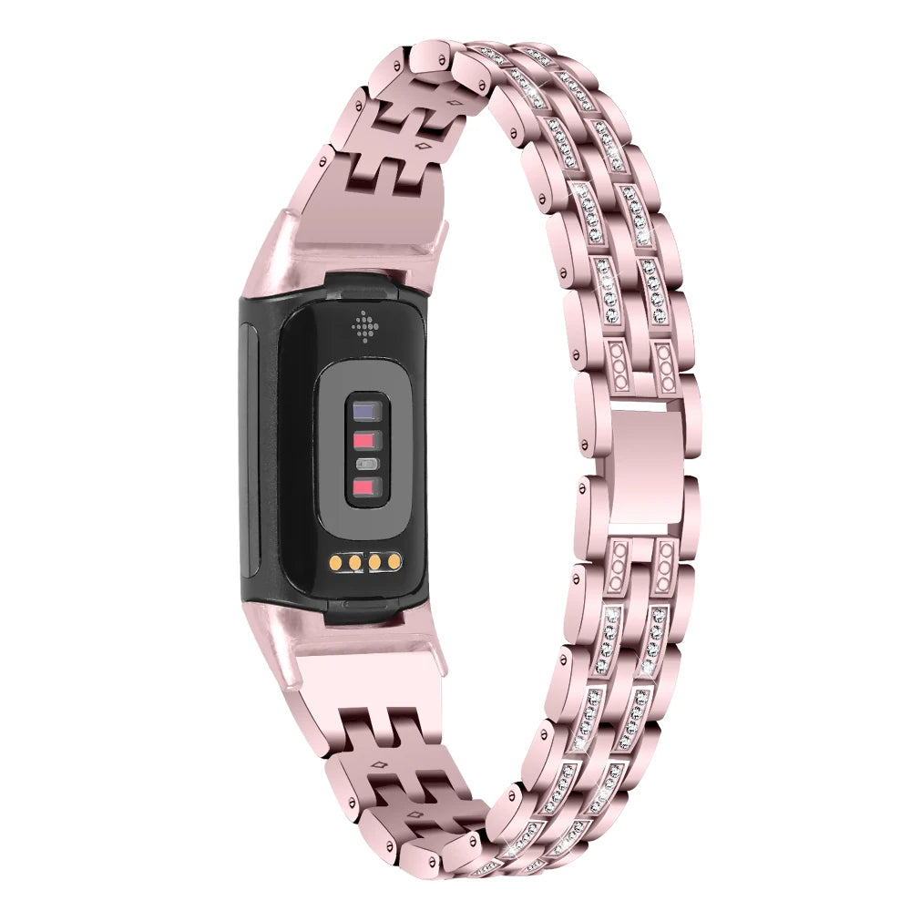 Fitbit Charge 5 6 metal band with diamond strap, perfect for enhancing smartwatch style and comfort.