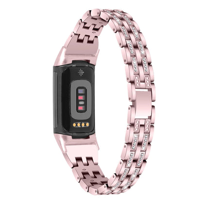Fitbit Charge 5 6 metal band with diamond strap, perfect for enhancing smartwatch style and comfort.