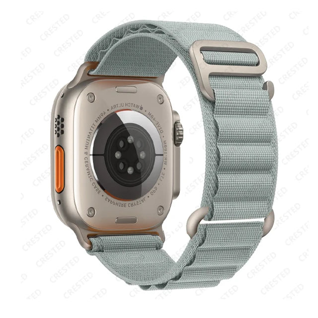 Apple Watch Nylon Strap in rugged alpine loop style with adjustable nylon band for comfort and durability.
