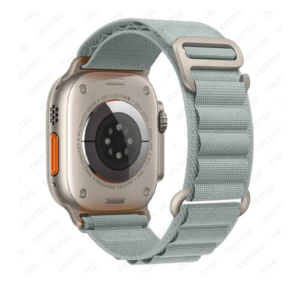 Apple Watch Nylon Strap in rugged alpine loop style with adjustable nylon band for comfort and durability.