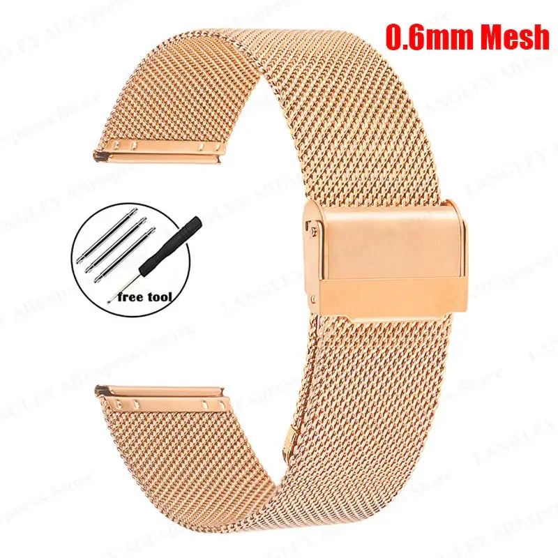 Milanese Mesh Band with Adjustable Clasp in Rose Gold / 0.6mm Mesh for compatible Huawei watches