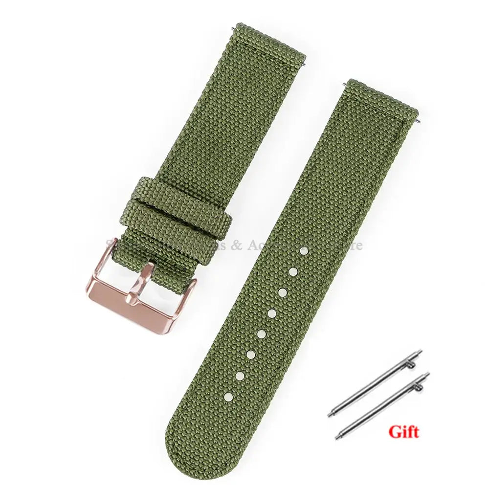 Suunto Woven Nylon Band with Buckle Options – Olive Green / Rose Gold Buckle