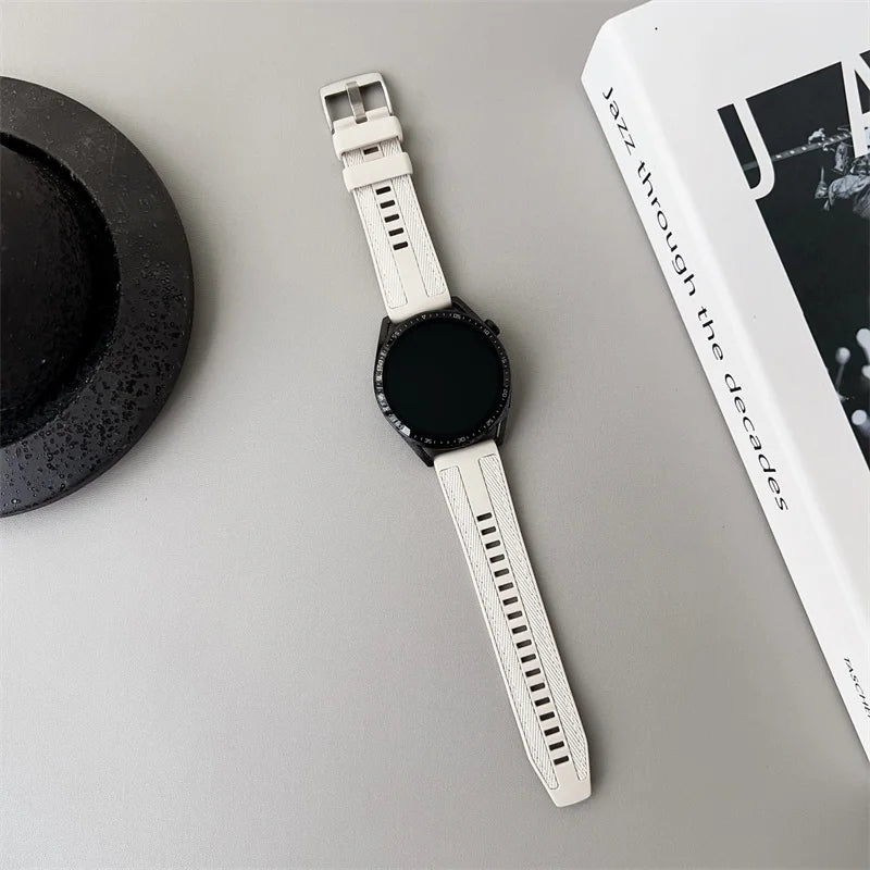 Textured Silicone Band for Motorola Moto — Off-white textured strap on watch