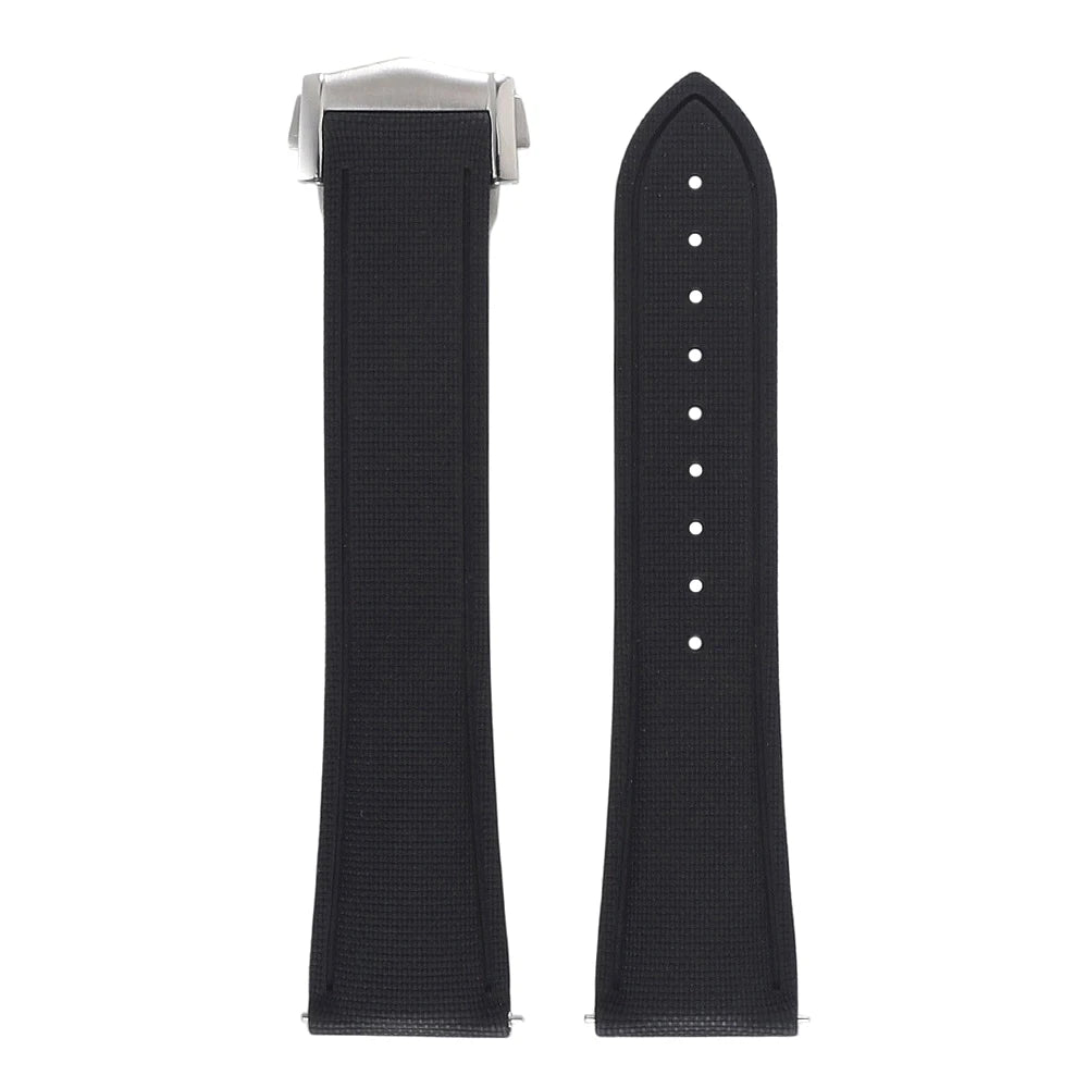 Garmin Sailcloth-Texture FKM Rubber Band in Black with Silver Clasp