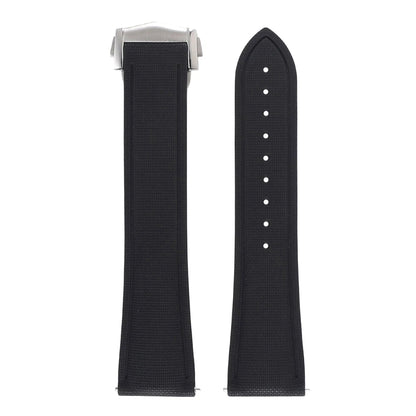 Garmin Sailcloth-Texture FKM Rubber Band in Black with Silver Clasp