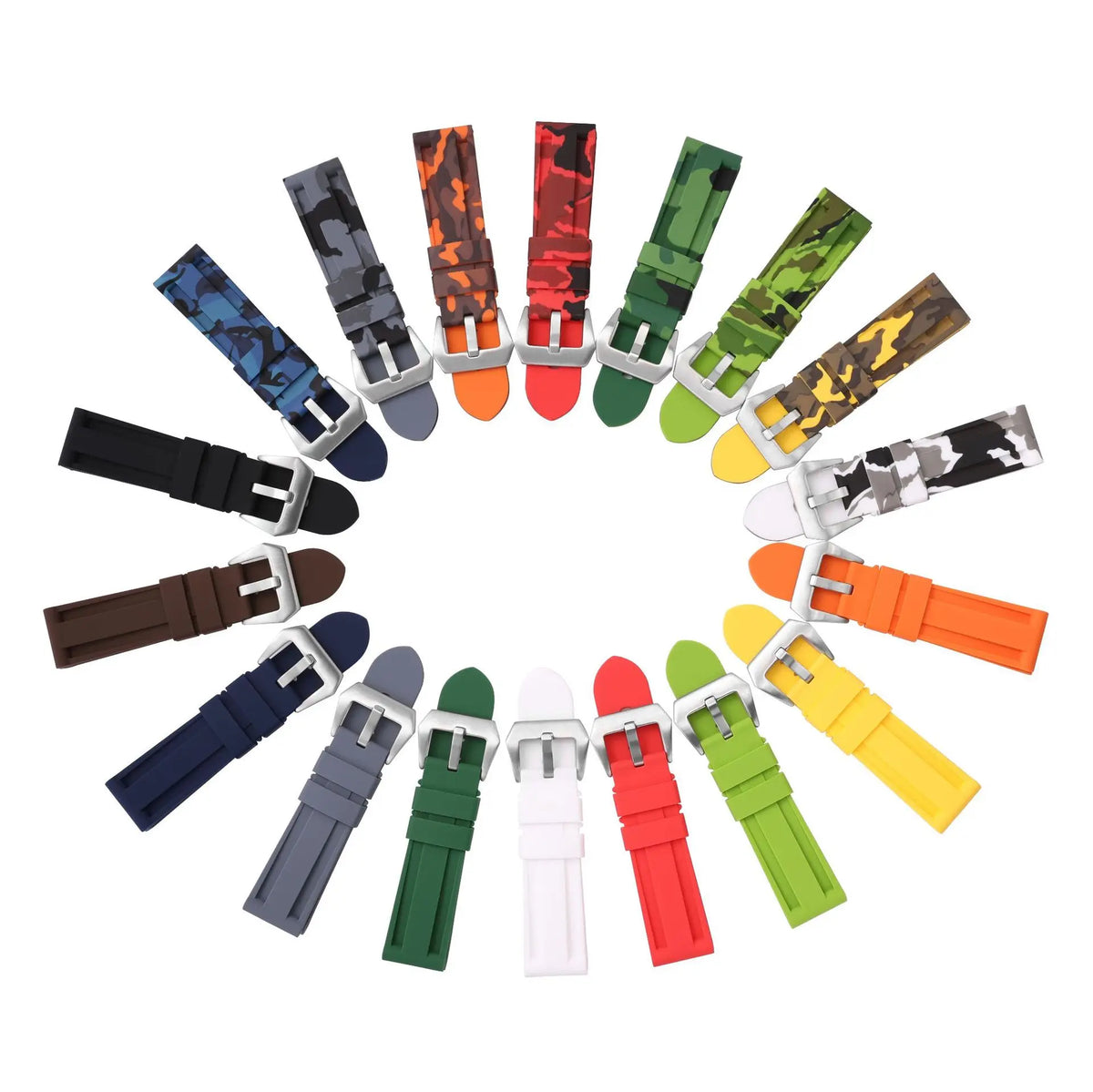 Polar Silicone Buckle Band in Solid and Camo Colors — Solid and camouflage color selection