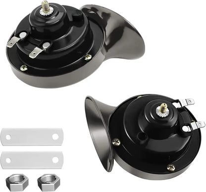 Loud 12V Snail Horn for Golf Carts, Red or Black, Single or Pair