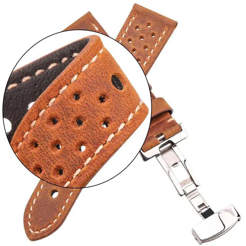 Leather strap stitch and texture detail for compatible Huawei watches