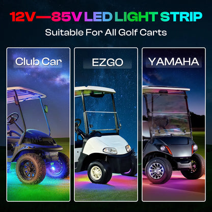 Golf Cart Underglow LED Light Kit with Remote, 6 Strips, 12V to 85V