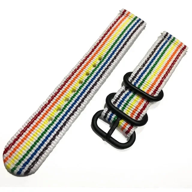 COROS Nylon Band with Metal Keepers – White Rainbow Stripes