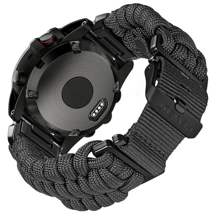 Garmin Paracord Watch Band Strap showing durable braided design and quickfit attachment for smartwatches.