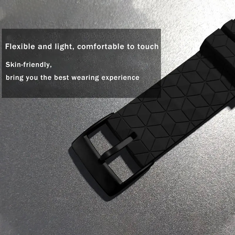 Polar Geometric Silicone Band with Black Buckle – black geometric strap close-up