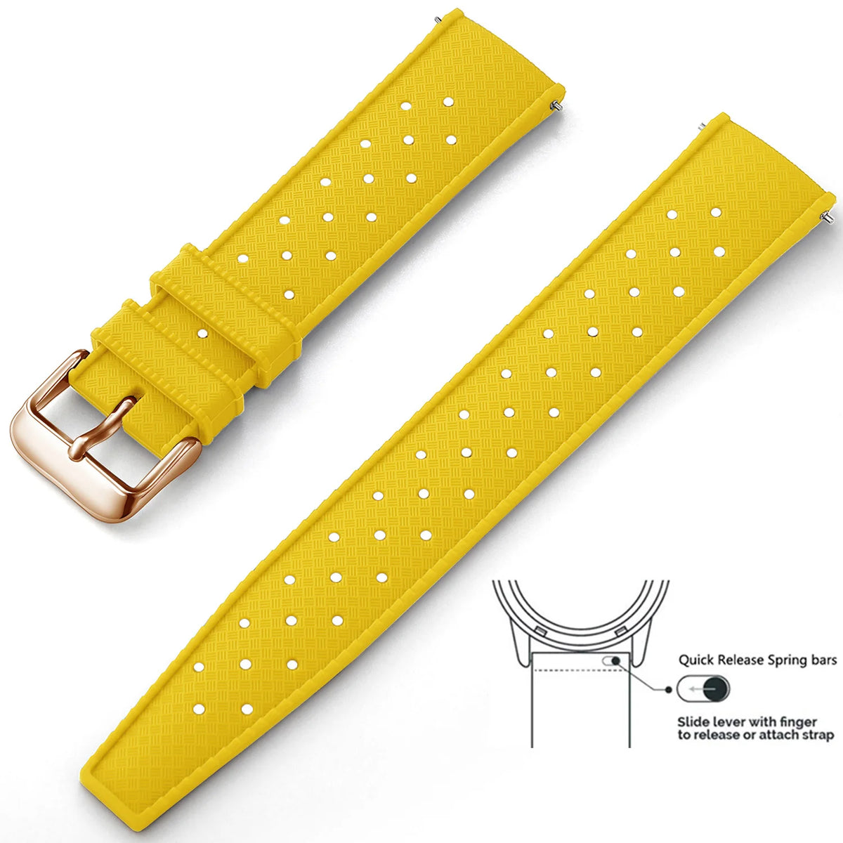 Tropic Silicone Band for Motorola Moto — Yellow / Rose Gold Buckle