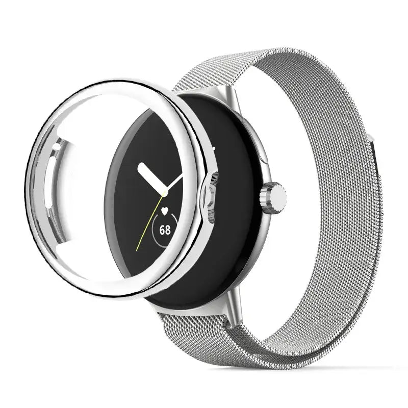 Google Pixel Watch Steel Band & Case - Link or Mesh in Mesh / Silver