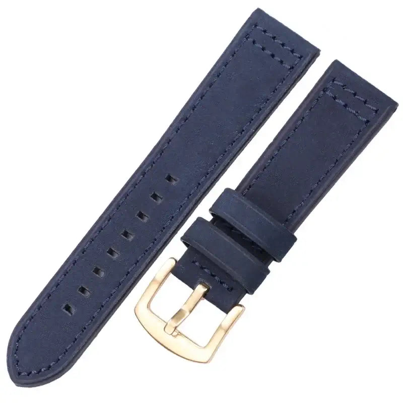 Samsung Galaxy Watch Box-Stitch Leather Band in Navy Blue / Gold Buckle