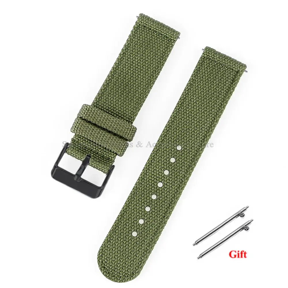 TicWatch Woven Nylon Band with Buckle Options - Olive Green / Black Buckle