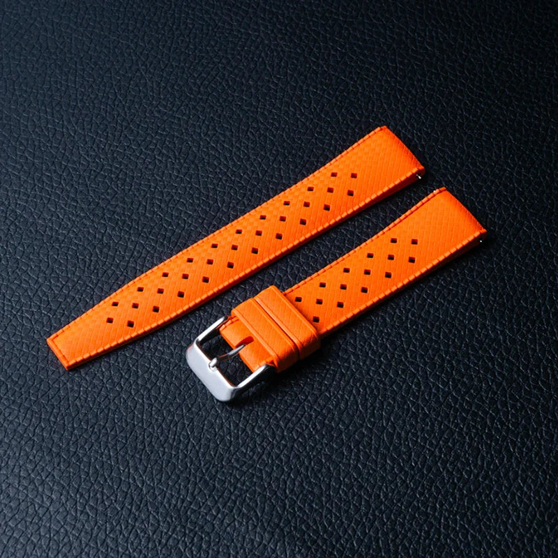 OnePlus Smartwatch Silicone Strap FKM Rubber Watch Band Bracelet in vibrant orange color, featuring breathable design.